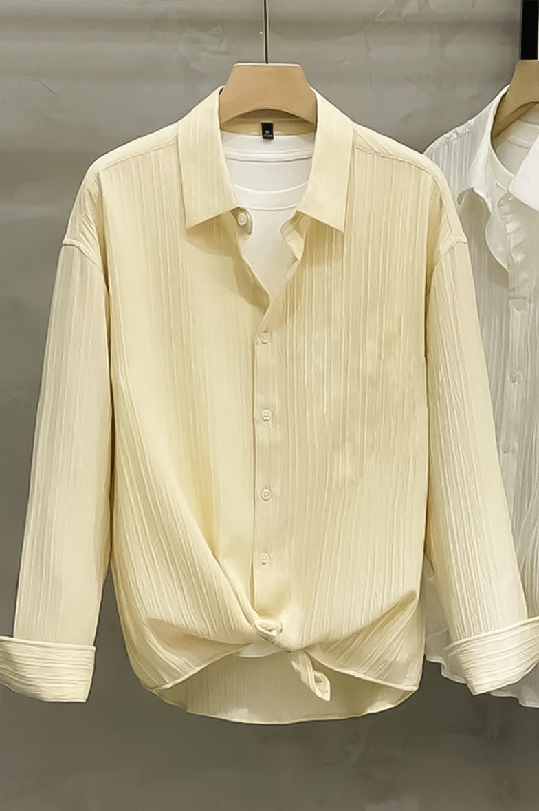 Full sleeve cream striped shirt – Loops Trendz