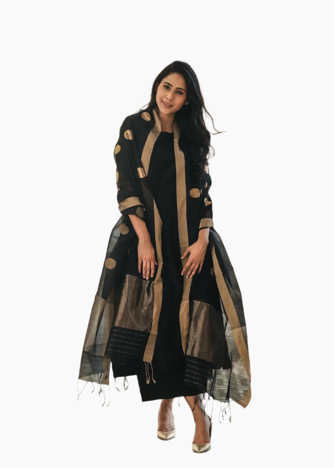 Black Roman silk kurta set with dupatta – Loops Trendz